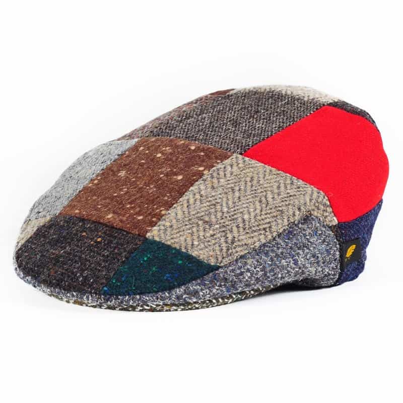 Donegal Tweed Flat Cap - Patchwork Red Patch - Donegal Tweed - Image 4
