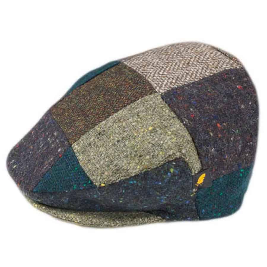 Donegal Tweed Flat Cap - Patchwork Green Tones - Donegal Tweed - Image 3