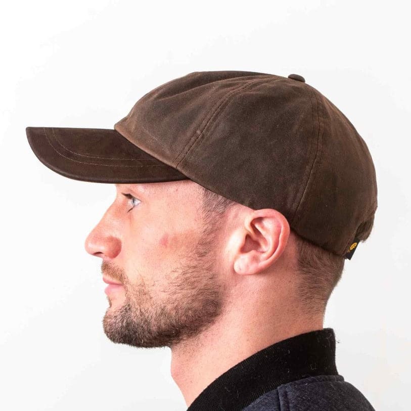 Brown Waxed Cotton Baseball Cap with Leather Peak - Baseball Caps - Image 4