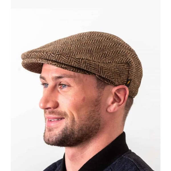 Donegal Tweed Flat Cap - Brown Herringbone - Donegal Tweed