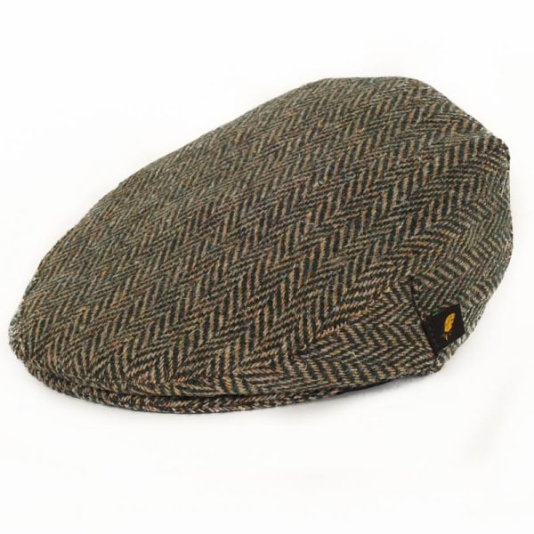 Donegal Tweed Flat Cap - Mid Green Herringbone - Donegal Tweed - Image 1