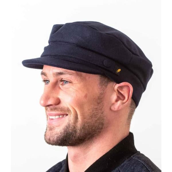 Melton Skipper Cap - Navy Blue Milled Wool - Fishing & Outdoors