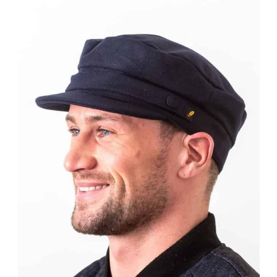Melton Skipper Cap - Navy Blue Milled Wool - Fishing & Outdoors