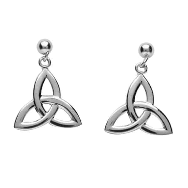 Trinity Knot Drop Earrings - Silver - Size Large - Communion Gifts