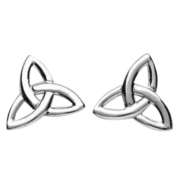 Irish Silver Trinity Knot Stud Earrings - Large - Communion Gifts