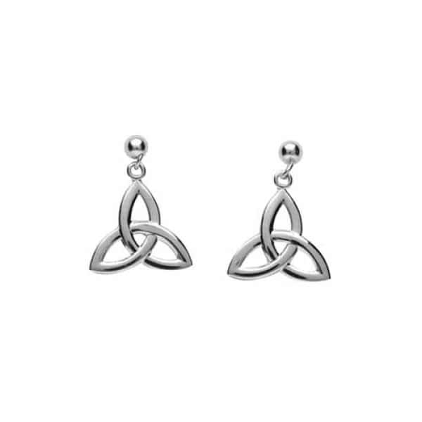 Irish Silver Trinity Knot Drop Earrings - Small - Communion Gifts