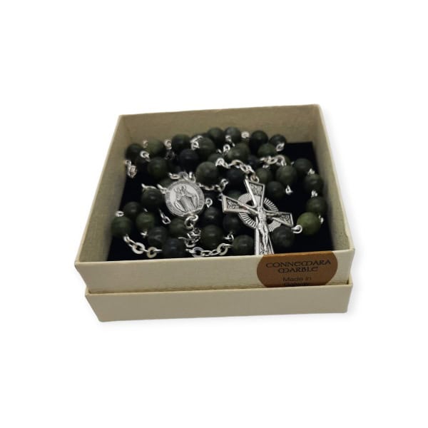 Connemara Marble Rosary Beads – 8mm - Made in Galway - Accessories - Image 1