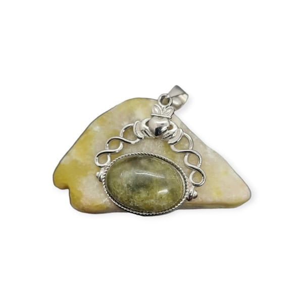 Connemara Marble Claddagh Pendant - Sterling Silver - Communion Gifts
