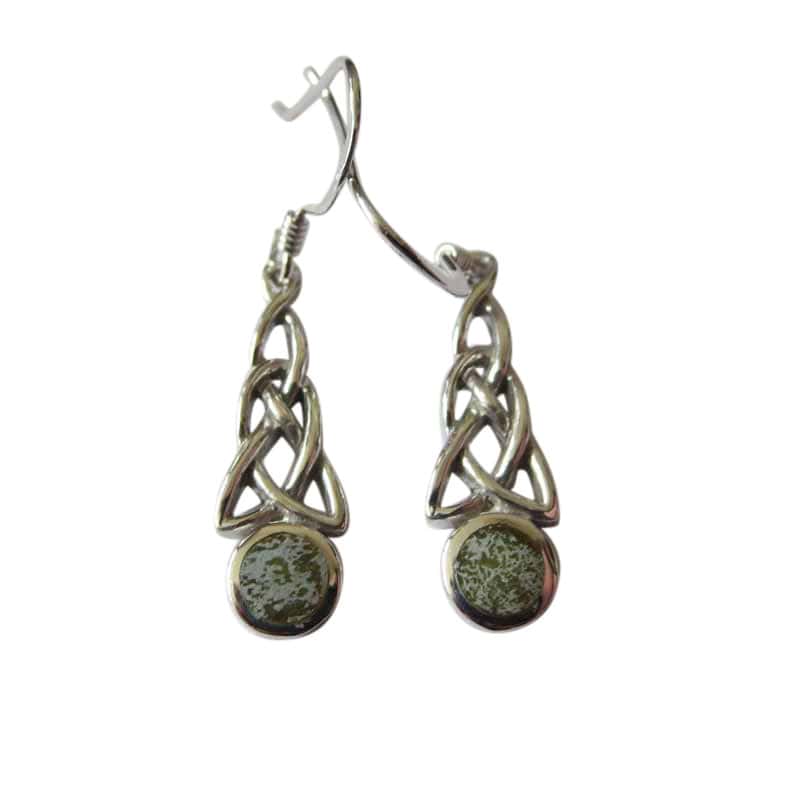 Silver Celtic Knot Earrings with Connemara Marble - Connemara Marble