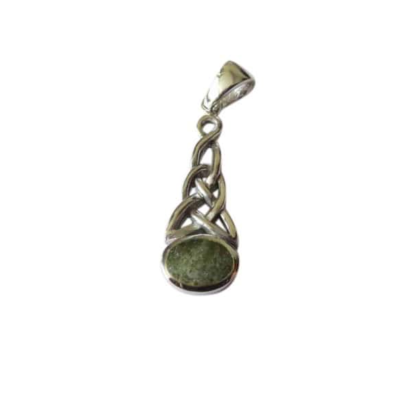 Silver Celtic Knot Earrings with Connemara Marble Inlay - Connemara Marble - Image 1