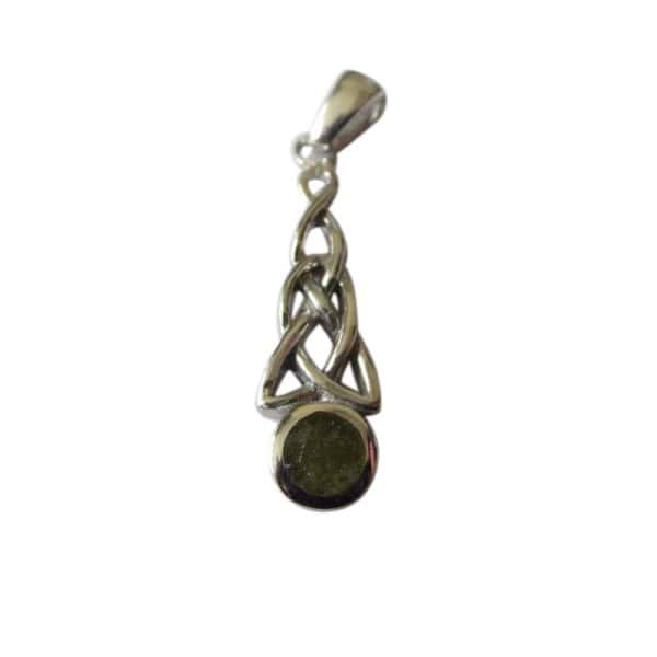 Silver Celtic Pendant with Connemara Marble - Connemara Marble