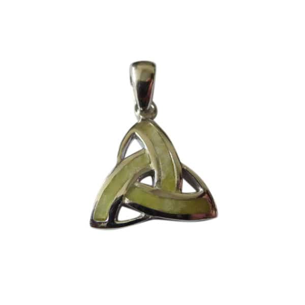 Silver Trinity Knot Pendant with Connemara Marble - Connemara Marble
