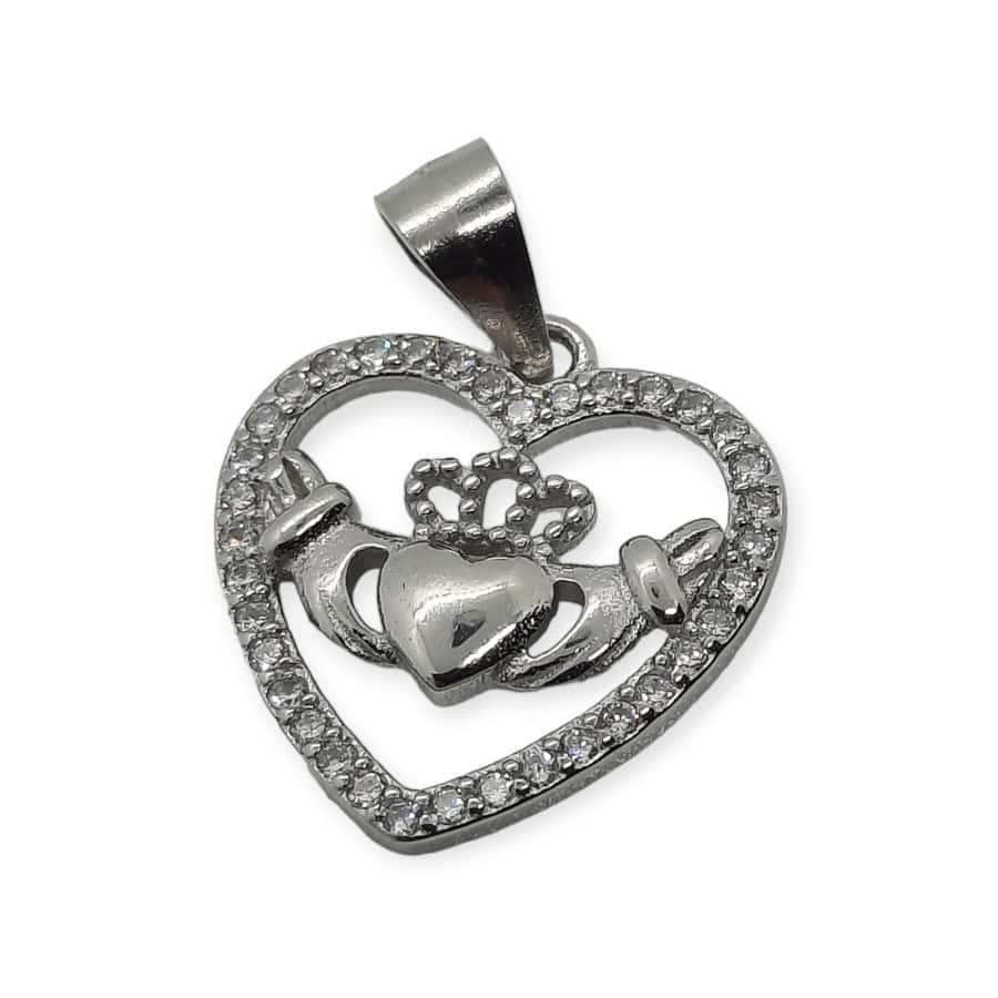 Silver Claddagh Heart Shaped Pendant - Communion Gifts