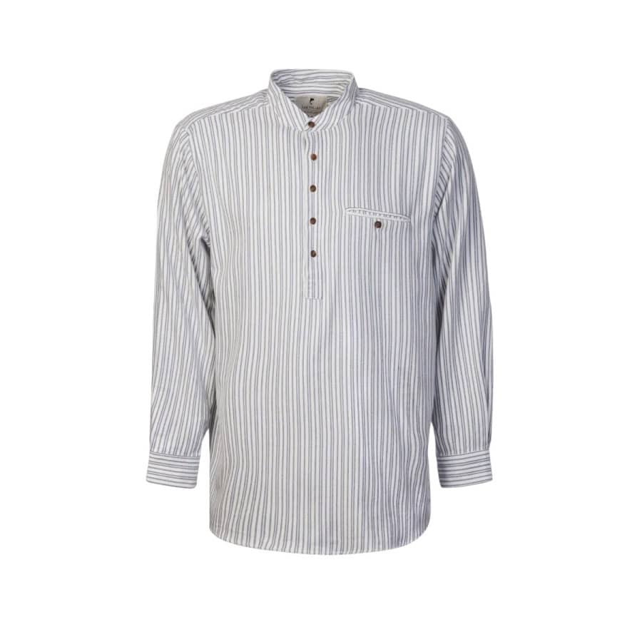 Cotton Grandfather Shirt - Blue with White Stripe - Made in Ireland - Grandfather Shirts - Image 2