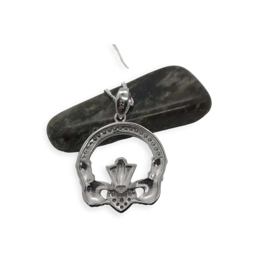 Claddagh Pendant Necklace Large - Sterling Silver with CZ - Baby & Christening Gifts - Image 3