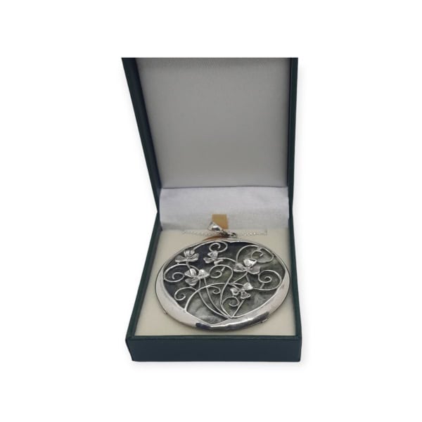 Large Connemara Marble Shamrock Pendant - Sterling Silver - Communion Gifts - Image 1
