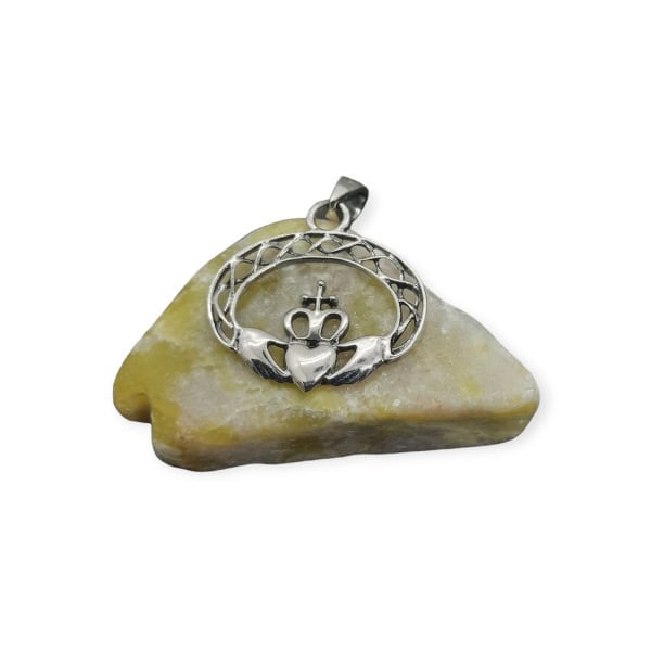 Silver Claddagh Pendant Necklace Oval Shape - Baby & Christening Gifts