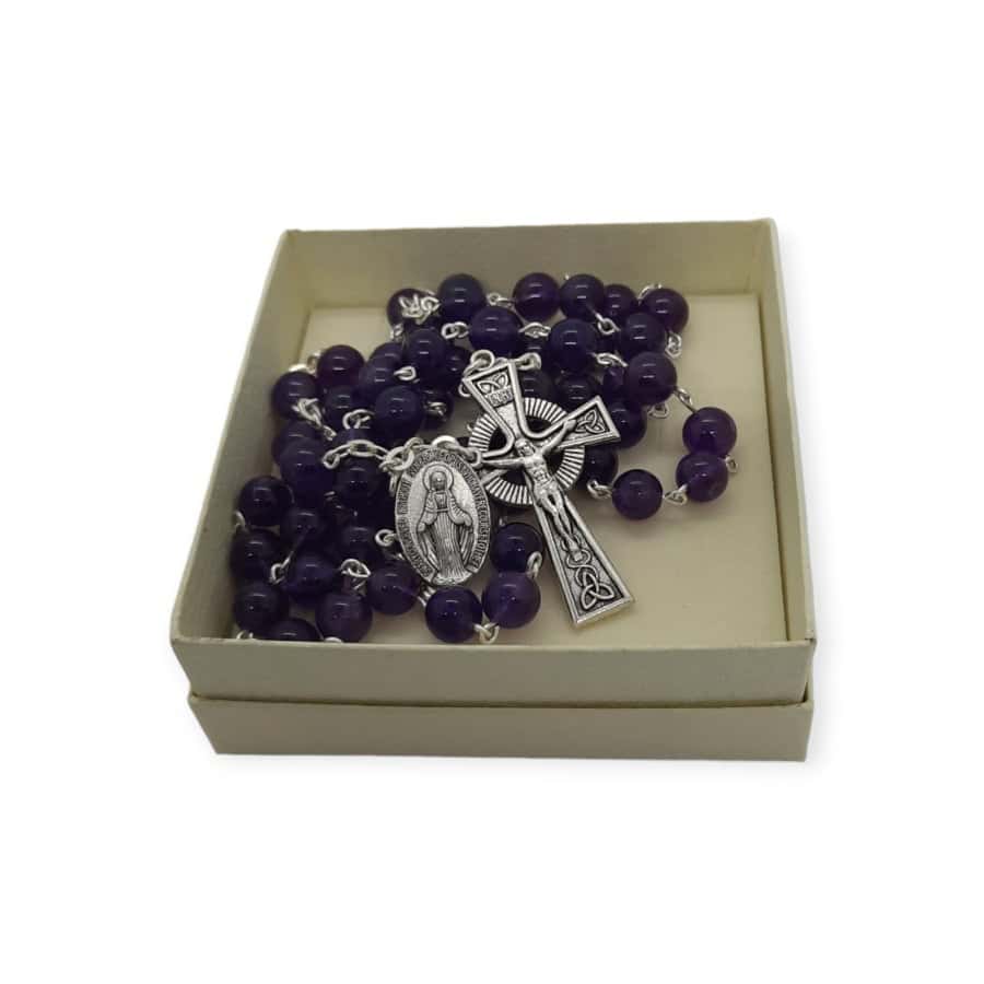 Amethyst Rosary Beads – 8mm - Made in Galway - Accessories - Image 3