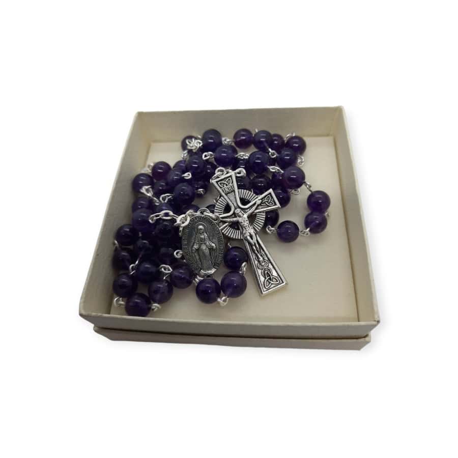 Amethyst Rosary Beads – 8mm - Made in Galway - Accessories - Image 4