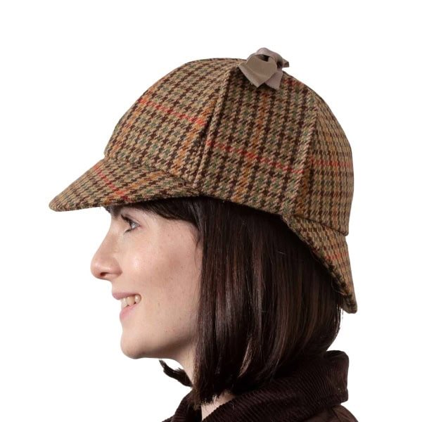 Deerstalker Sherlock Holmes Hat - Brown Houndstooth Tweed - Hats | Caps | Clothing - Image 1