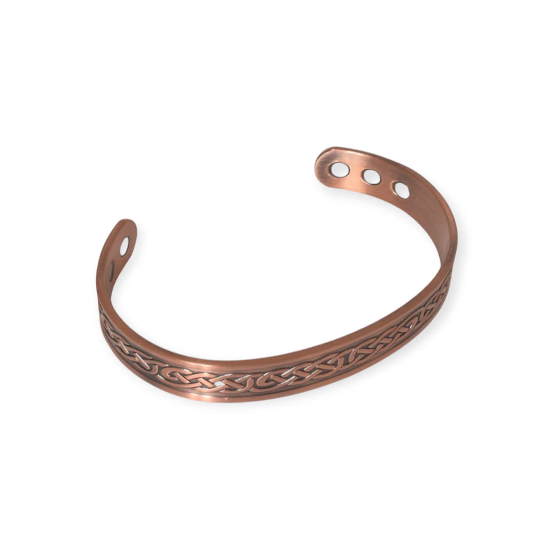 Copper Magnetic Bangle with 6 Healing Magnets & Celtic Knot Design - Irish Gifts - Image 1
