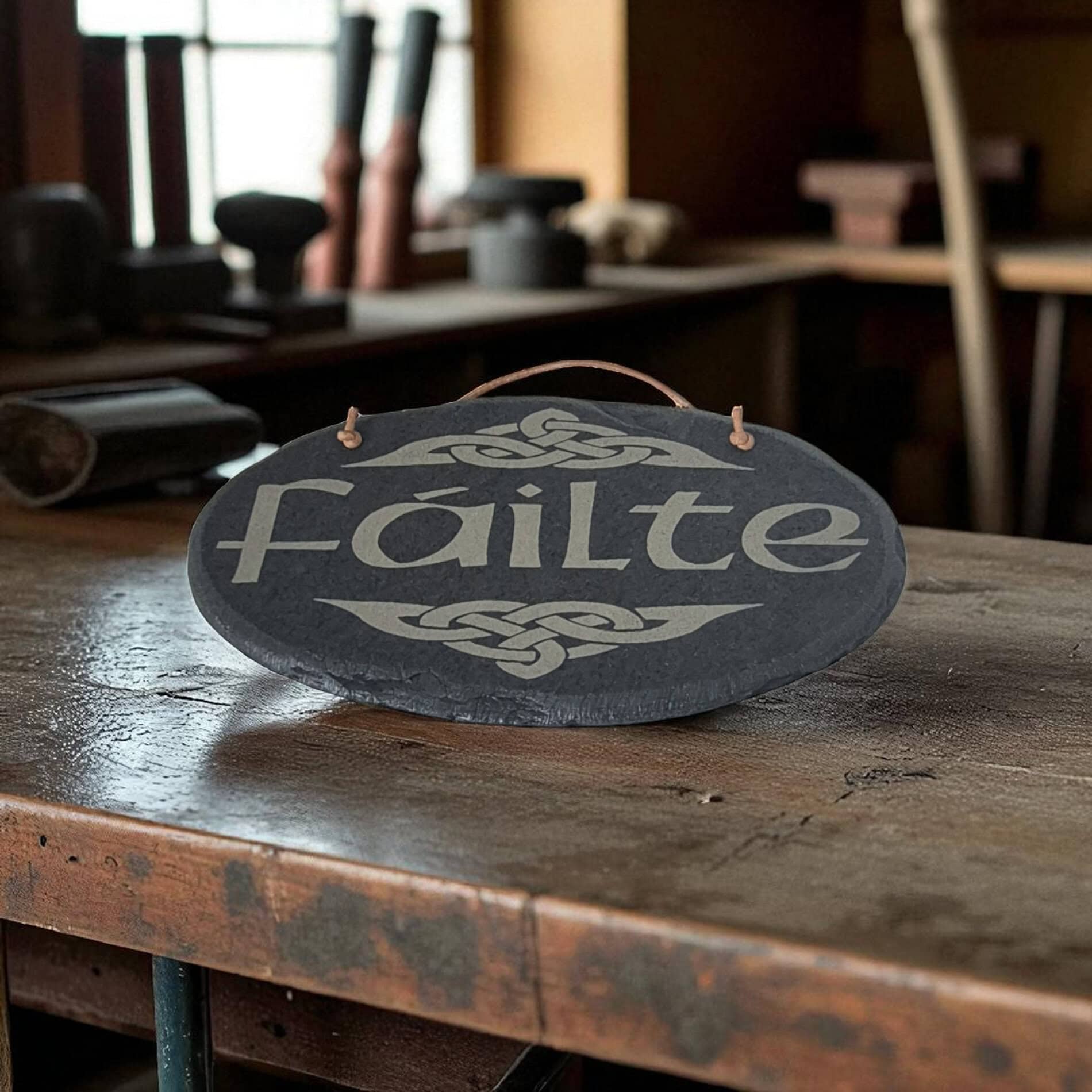 Irish Slate Hanging Plaque – Fáilte “Welcome” Design - Irish Bar/Guinness