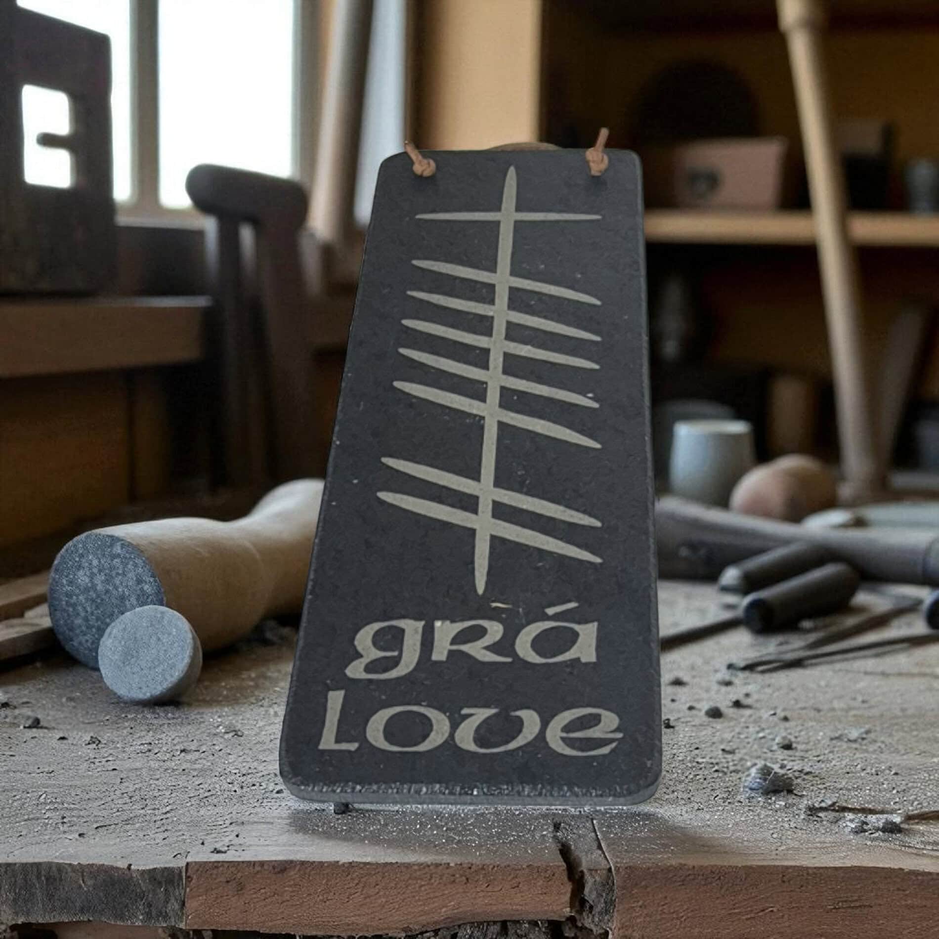 Irish Slate Ogham Plaque – Grá (Love) - Accessories