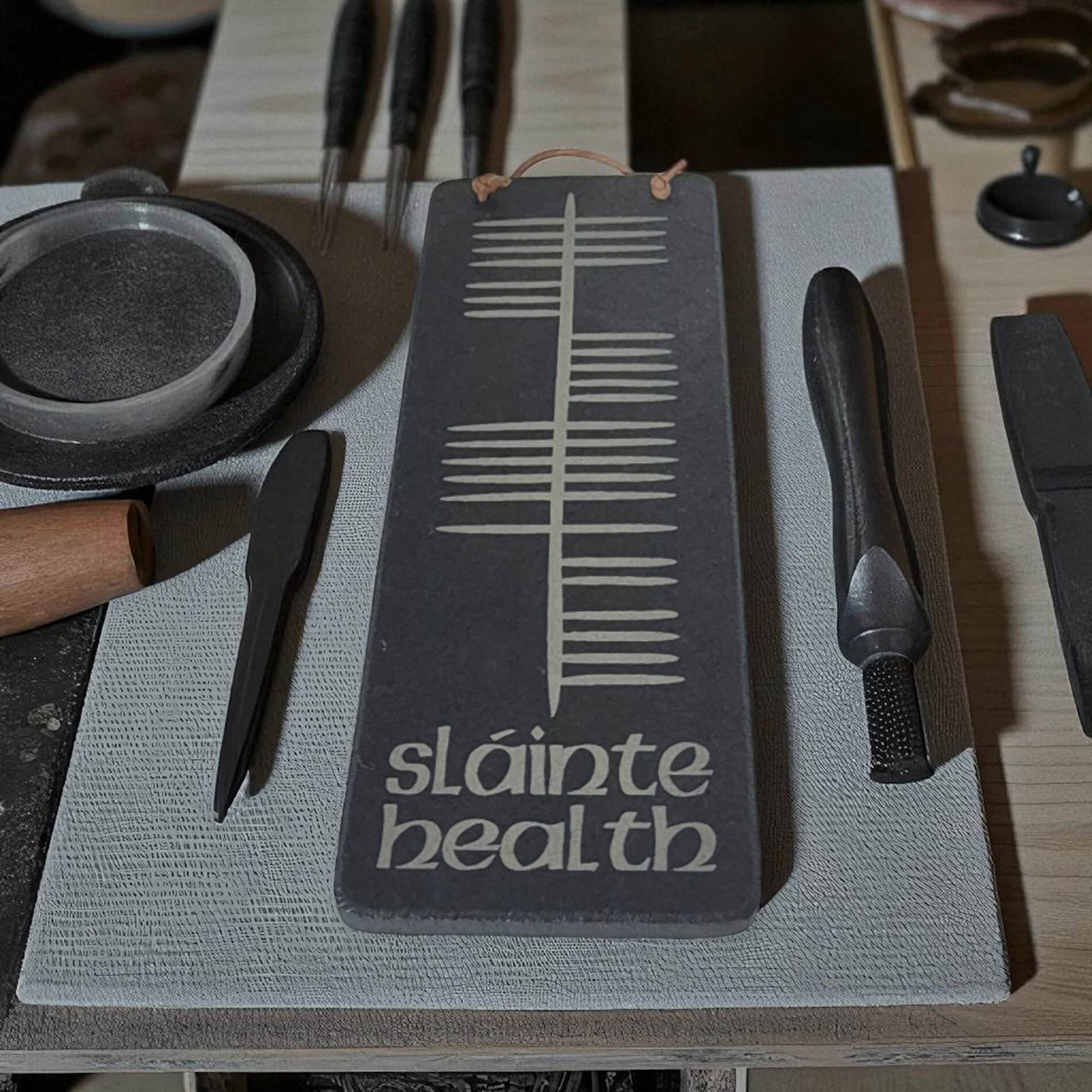 Irish Slate Ogham Plaque – Sláinte (Health) - Accessories