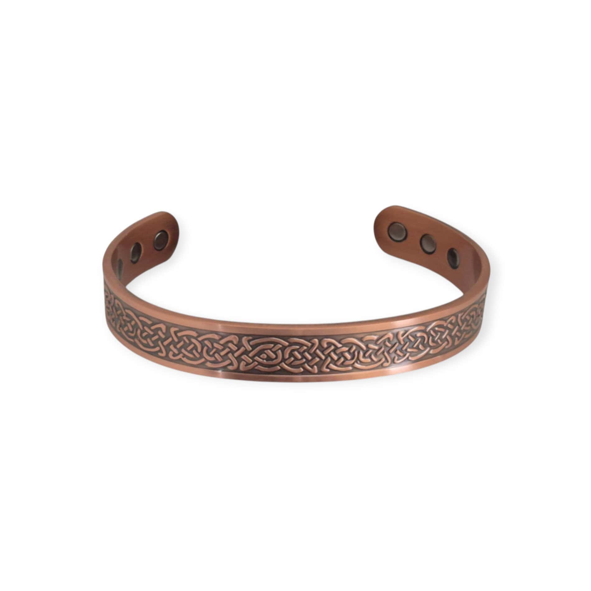 Celtic Copper Bangle with 6 Neodymium Magnets – Adjustable - Irish Gifts