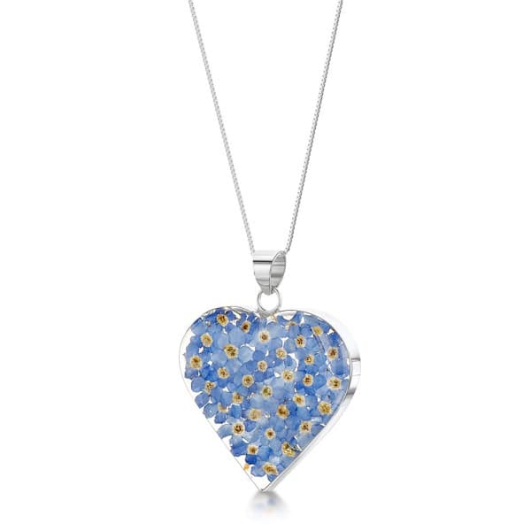 Real Flower Silver Pendant - Forget-Me-Nots - Heart Shape - Irish Gifts - Image 7