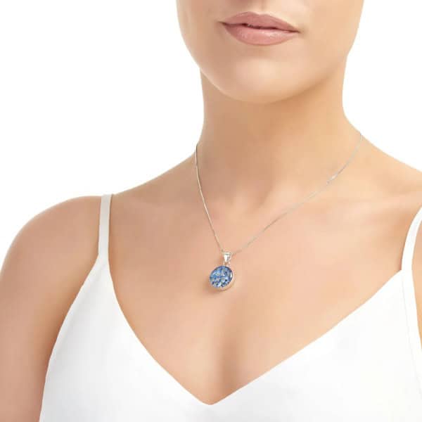 Real Flower Silver Pendant - Forget-Me-Nots - Circle - Irish Gifts - Image 1