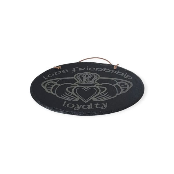 Irish Slate Hanging Plaque – Claddagh Design - Irish Bar/Guinness - Image 1