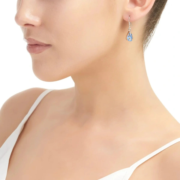 Real Flower Silver Earrings - Forget-Me-Nots - Teardrop - Confirmation Gifts - Image 1