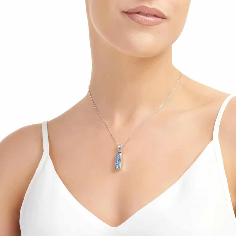 Shrieking Violet Forget-Me-Not Pendant – Silver Rectangle Drop - Irish Gifts - Image 1