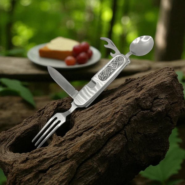 Book of Kells Camping Cutlery Tool – Handmade by Mullingar Pewter - Irish Bar/Guinness
