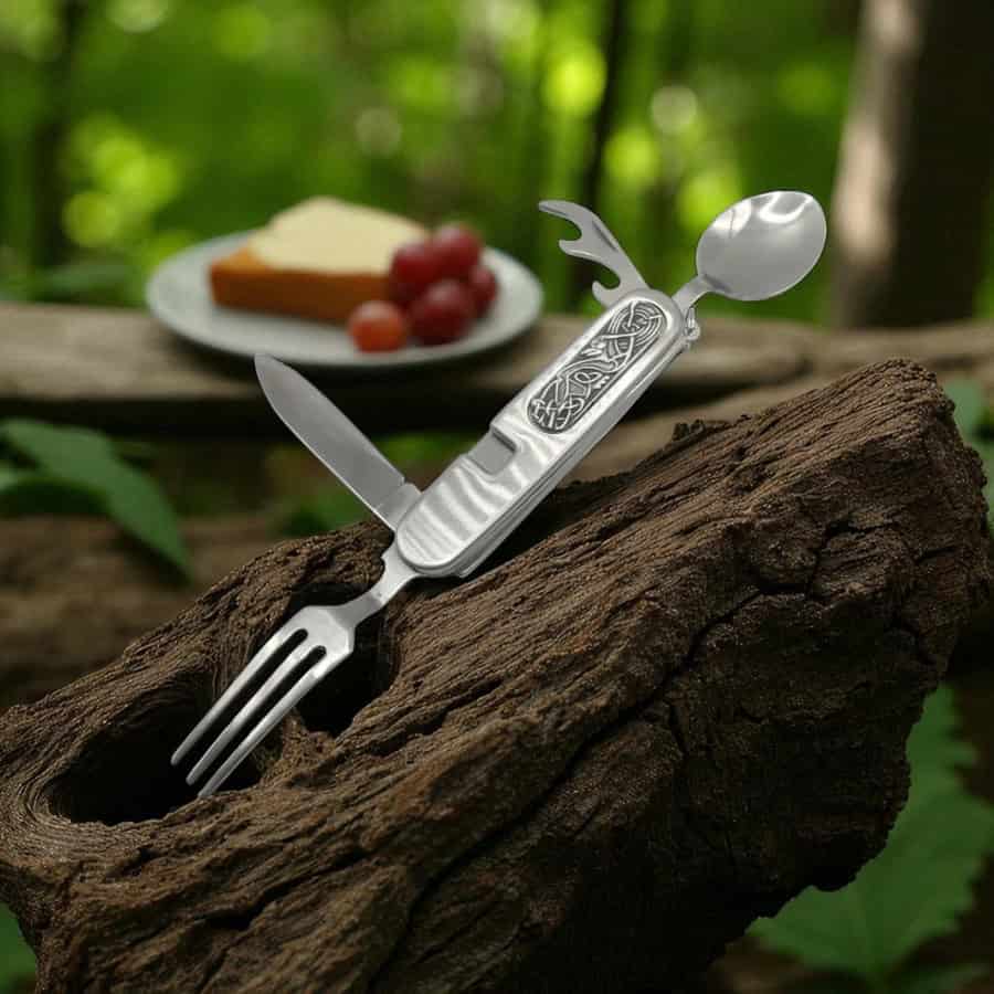 Book of Kells Camping Cutlery Tool – Handmade by Mullingar Pewter - Irish Bar/Guinness