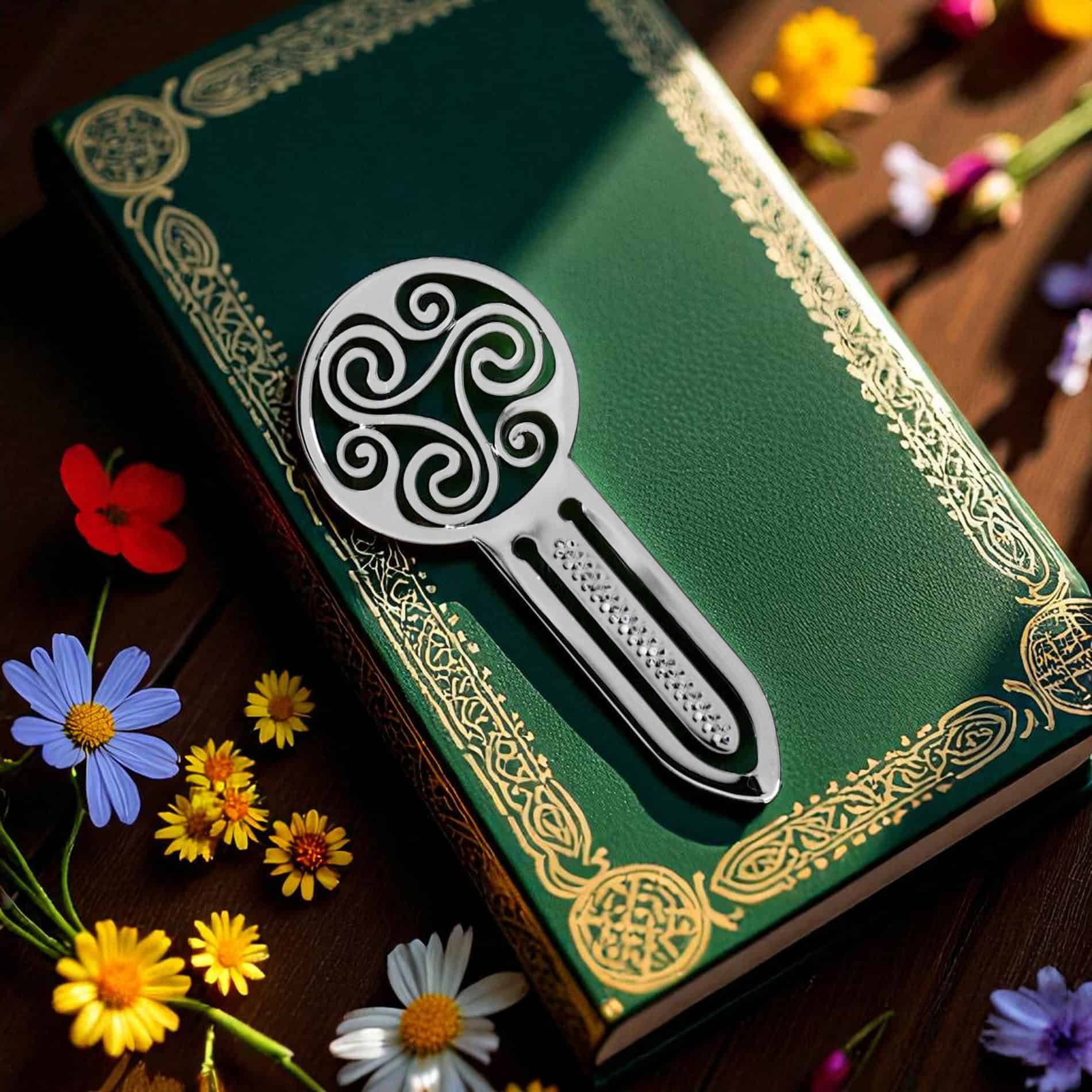 Irish Metal Bookmark – Celtic Spirals Triskel Design - Irish Gifts