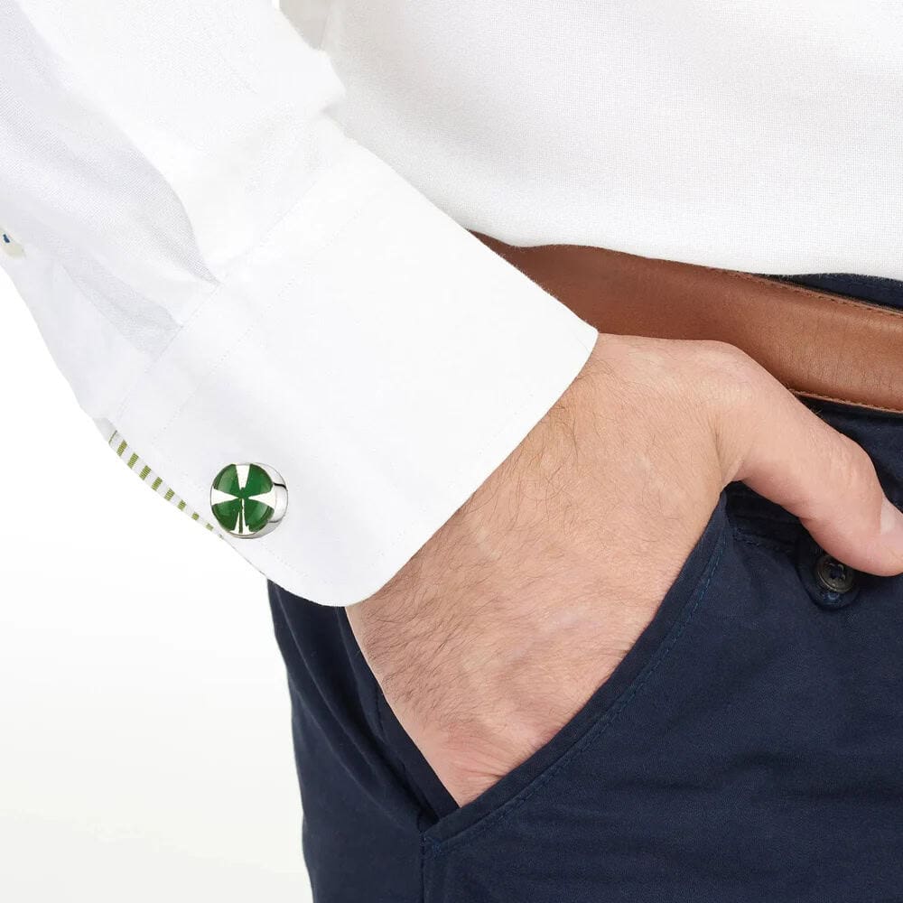Four-Leaf Clover Cufflinks – Sterling Silver by Shrieking Violet - Irish Gifts - Image 5
