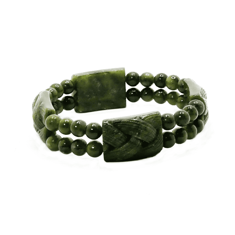 Connemara Marble Double Bracelet - Celtic Knot Panels - Connemara Marble - Image 2
