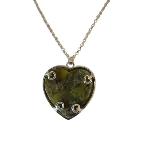 Connemara Marble Sterling Silver Heart Shaped Pendant - Connemara Marble - Image 1