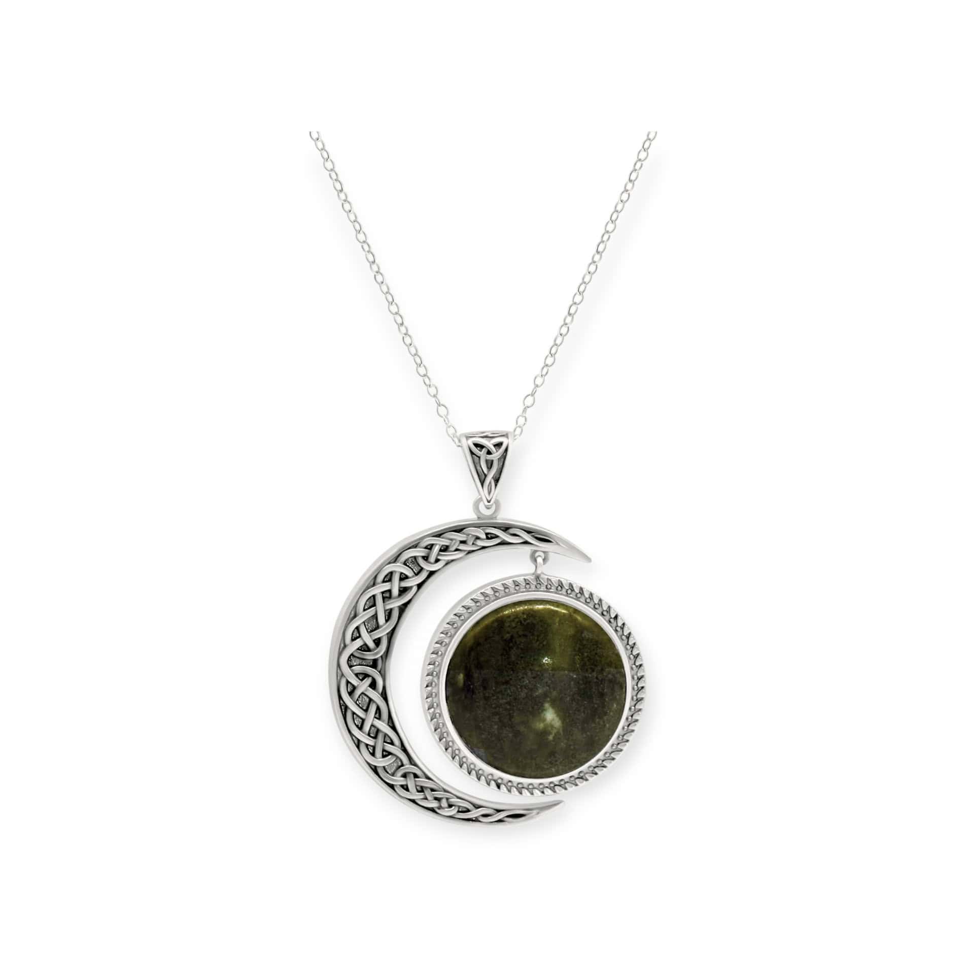 Sterling Silver Connemara Marble Sun and Moon Pendant – 18” Chain - Connemara Marble - Image 1