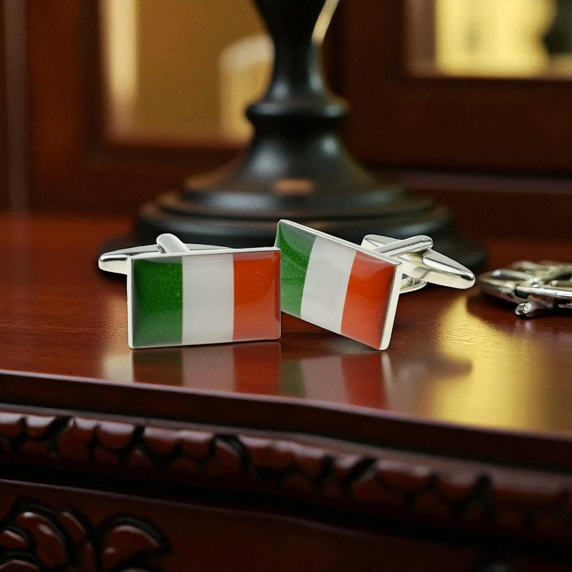 Irish Tricolour Flag Cufflinks – Silver Tone Heritage Gift - Irish Gifts
