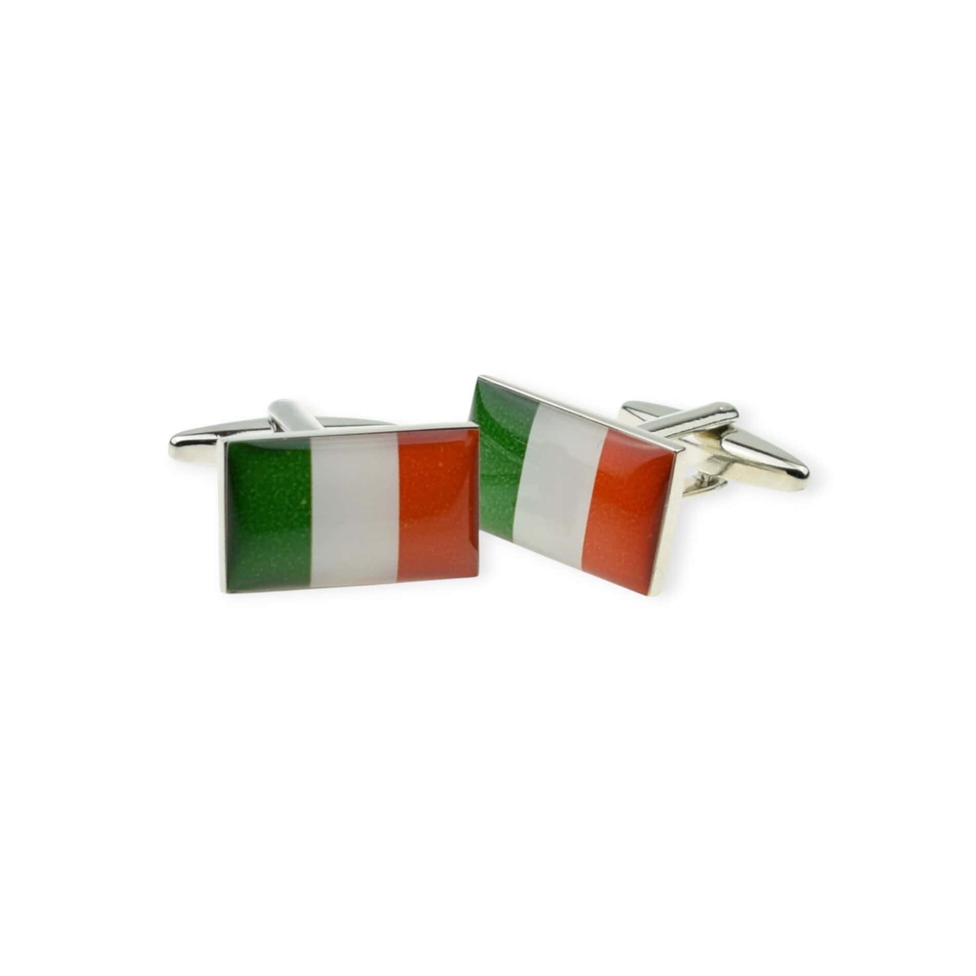 Irish Tricolour Flag Cufflinks – Silver Tone Heritage Gift - Irish Gifts - Image 1