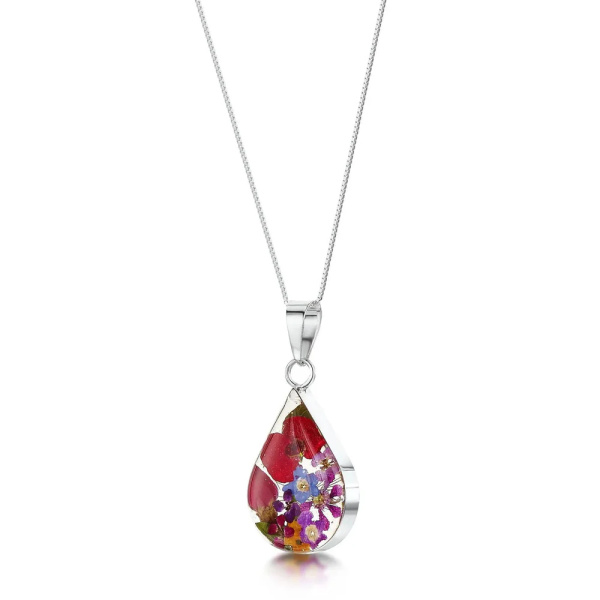 Mixed Flowers Silver Pendant - Medium Teardrop Design - Real Flowers - Irish Gifts - Image 7