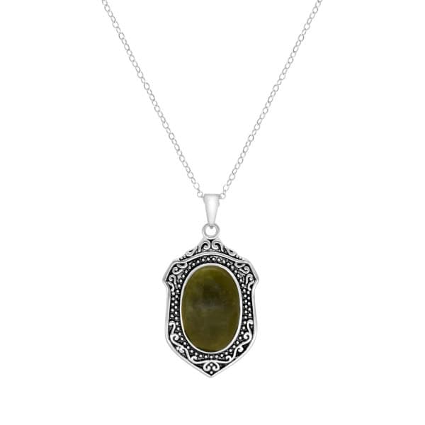 Connemara Marble Sterling Silver Reversible St Patrick Pendant - Connemara Marble