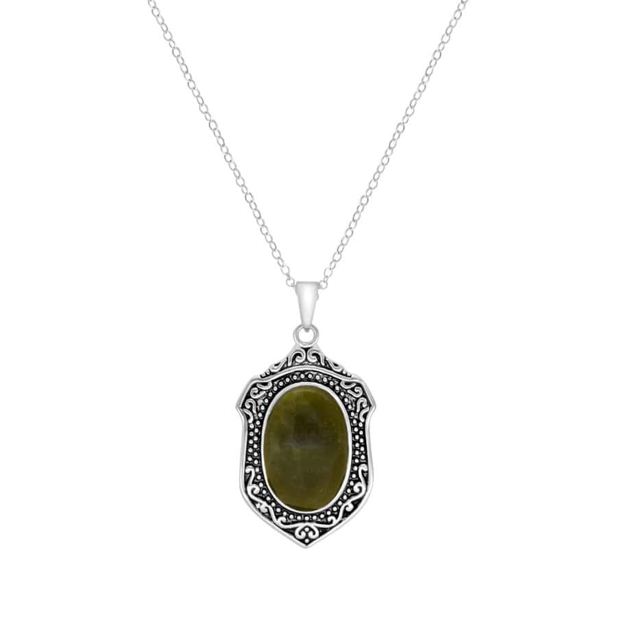 Connemara Marble Sterling Silver Reversible St Patrick Pendant - Connemara Marble