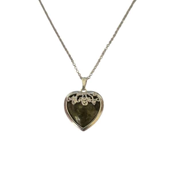 Connemara Marble Sterling Silver Heart Shaped Pendant - Connemara Marble