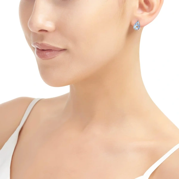 Real Flower Silver Stud Earrings - Forget-Me-Nots - Teardrop - Confirmation Gifts - Image 1