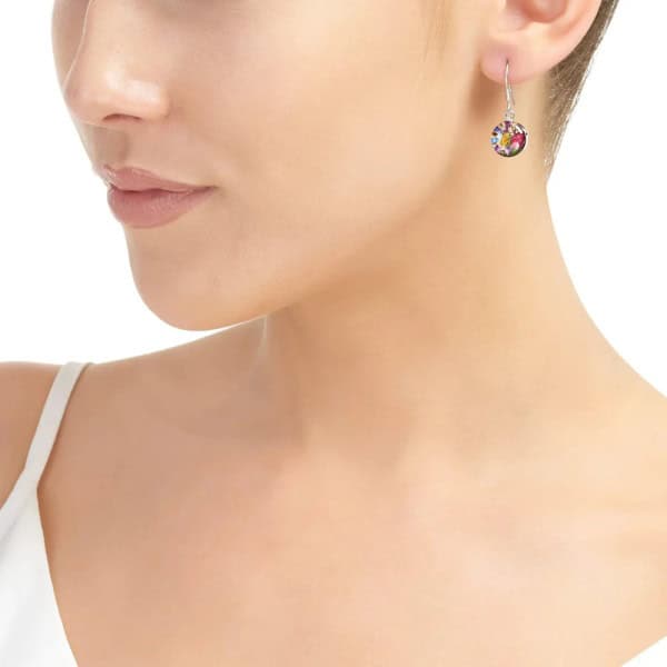 Mixed Flowers Silver Drop Earrings - Circle Design - Real Flowers - Irish Gifts - Image 1