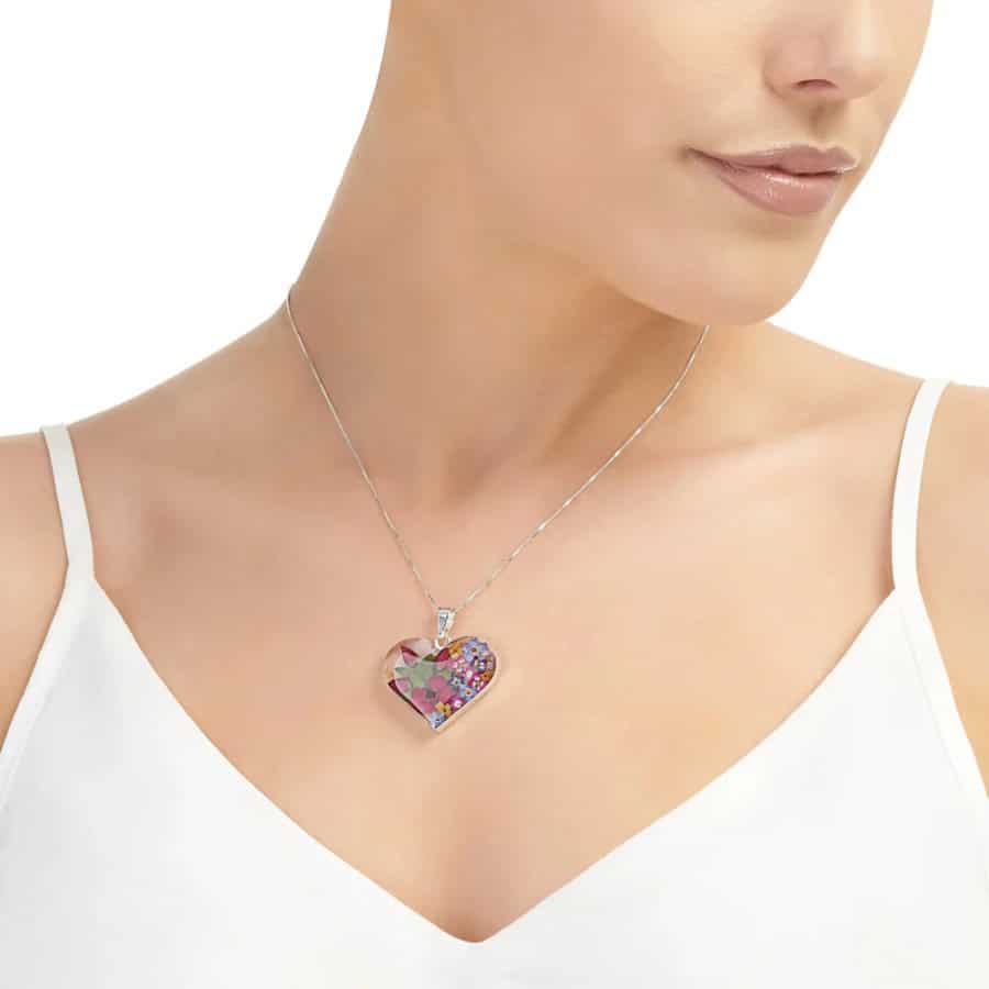 Mixed Flowers Silver Pendant - Heart Shape - Real Flower - Irish Gifts - Image 6